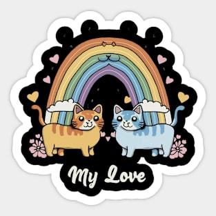 My Rainbow Cat is My Valentine Sticker